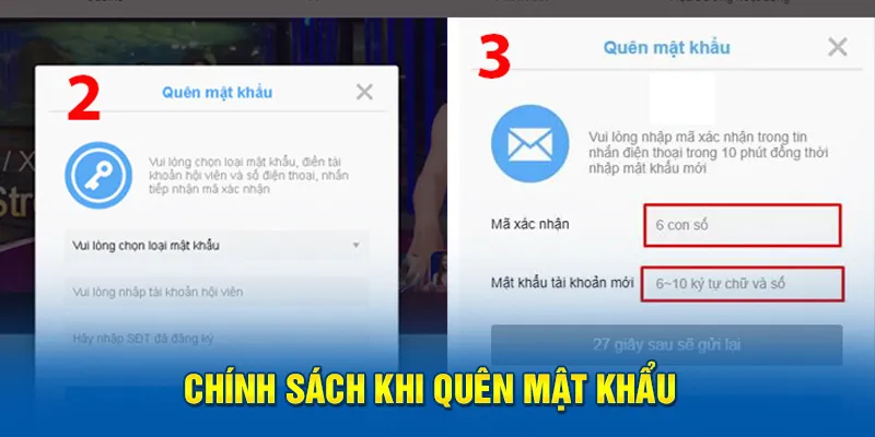 Chính sách khi quên mật khẩu