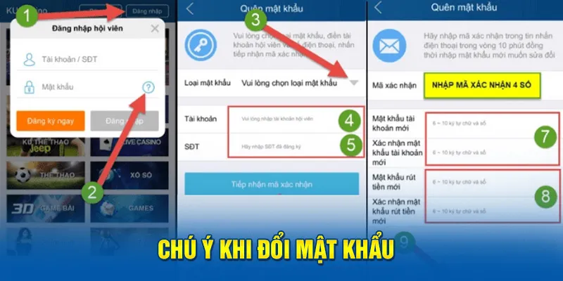 Chú ý khi đổi mật khẩu